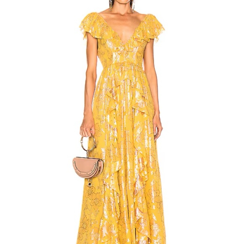 ISO Ulla Johnson Demetria Gown Yellow Metallic